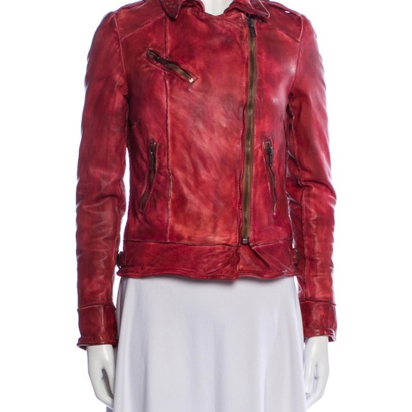 Muubaa Mallow Vintage Red Leather Jacket - Picture 4 of 4